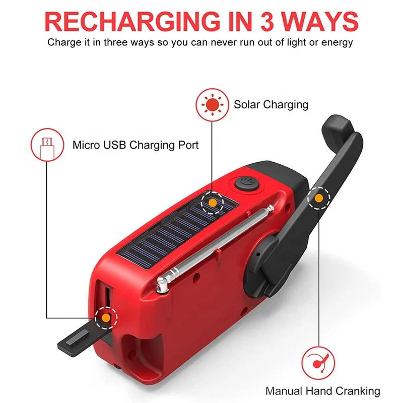 Portable Radio Outdoor Solar Hand Crank Emergency Radio Manufacturer LED Mobile Charge Radio