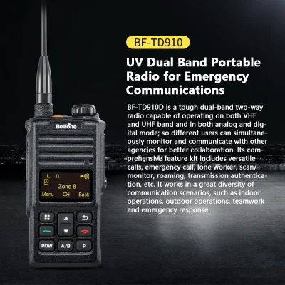 Belfone Bf-Td910UV IP68 보호, 개인 보안 및 중요 통신을 위한 양방향 라디오, 듀얼 밴드 DMR 워키토키